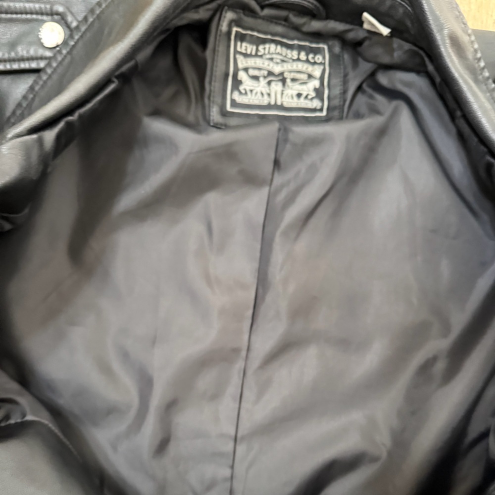 Levi's Black Vegan Leather Belted Moto Jacket - Picture 4 of 13
